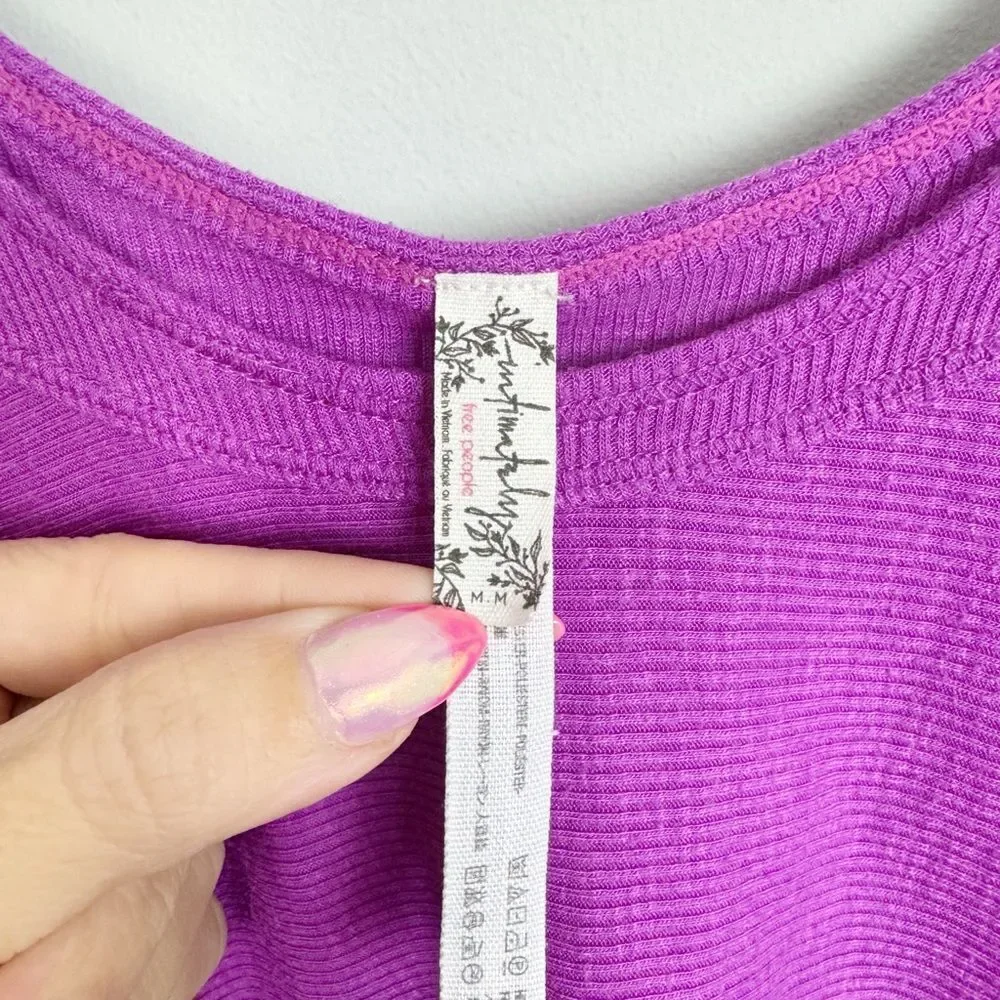 FREE PEOPLE | INTIMATELY Purple Textured Side Slit Tank Top Women’s Size Medium